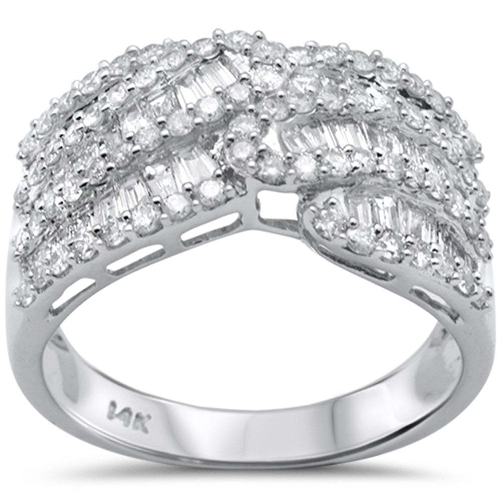 ''SPECIAL! 1.5ct G SI 14K White Gold Round & Baguette DIAMOND Women's Band Ring Size 6.5''