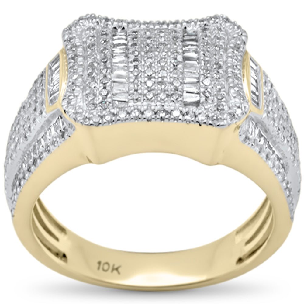 ''SPECIAL! 1.26ct G SI 10K Yellow Gold Round & Baguette Diamond Men's RING Size 10''
