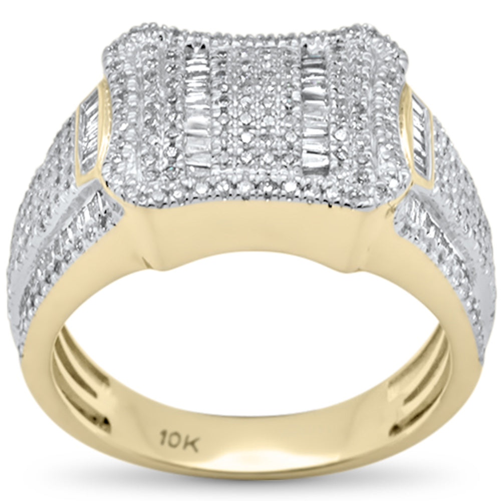 ''SPECIAL! 1.26ct G SI 10K Yellow Gold Round & Baguette DIAMOND Men's Ring Size 10''