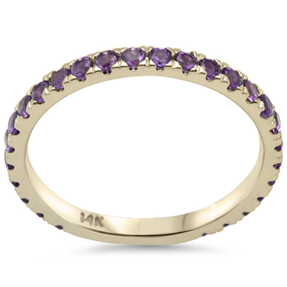 .59ct G SI 14K Yellow Gold Women's Natural Amethyst Gemstone RING Stacklable Band Size 7