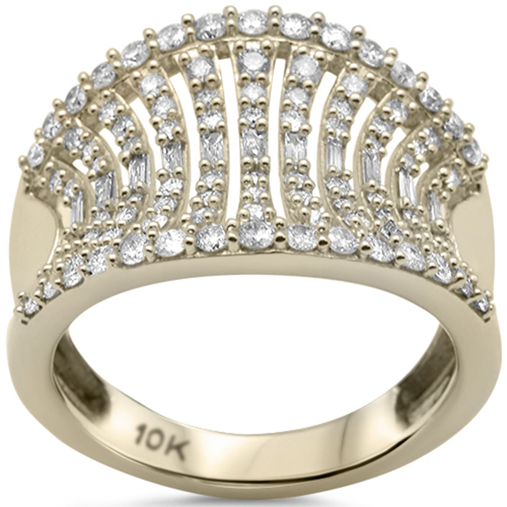 ''SPECIAL! .99ct G SI 10K Yellow GOLD Women's Round & Baguette Diamond Ring Band Size 6.5''