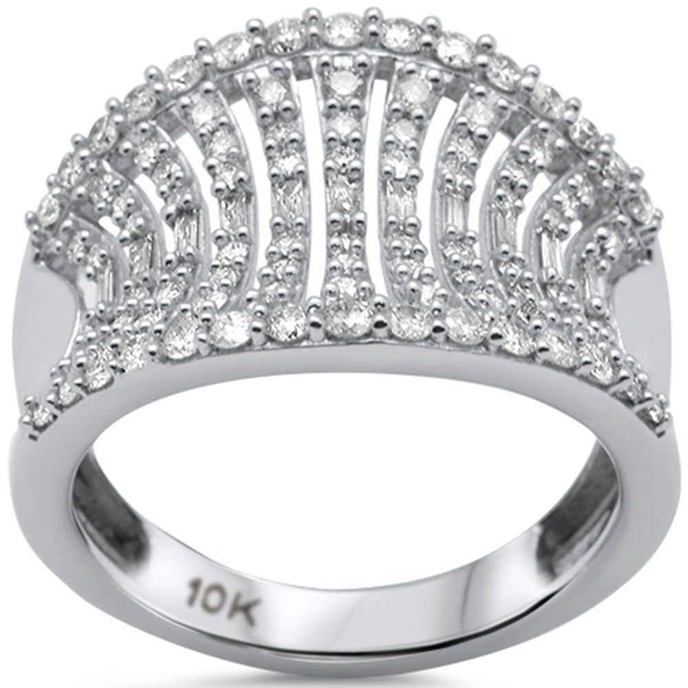 ''SPECIAL! .96ct G SI 10K White Gold Round & Baguette Women's Diamond RING Band Size 6.5''