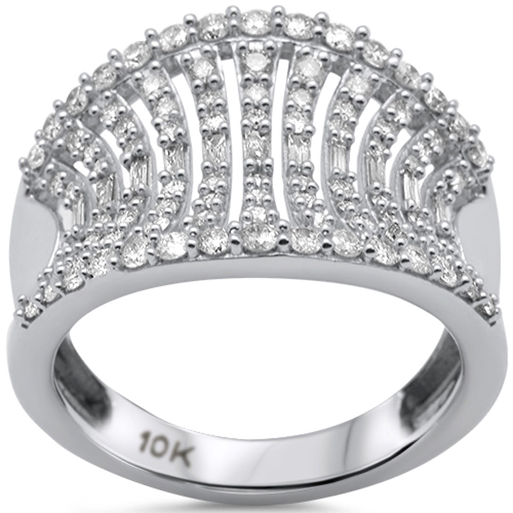 ''SPECIAL! .96ct G SI 10K White Gold Round & Baguette Women's DIAMOND Ring Band Size 6.5''