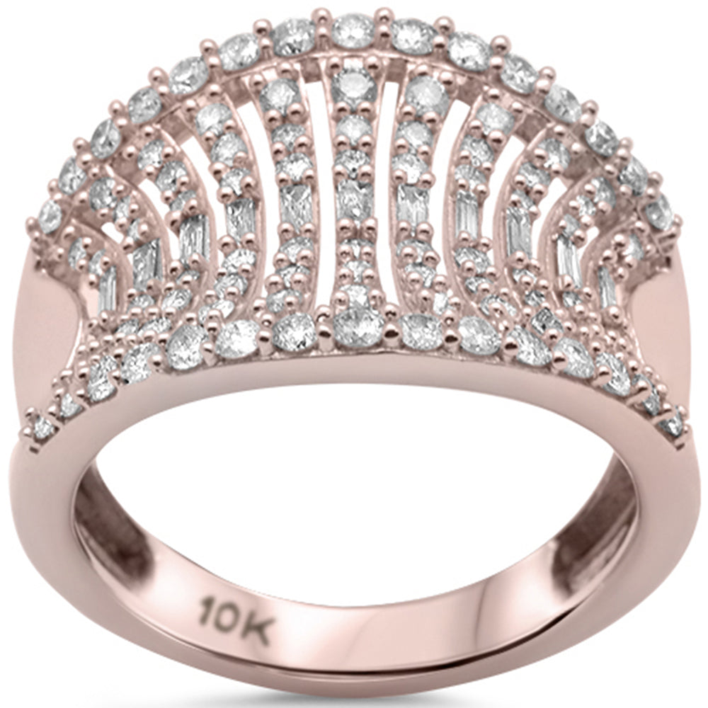 ''SPECIAL!  1.00ct G SI 10K Rose GOLD Women's Round & Baguette Diamond Ring Band Size 6.5''
