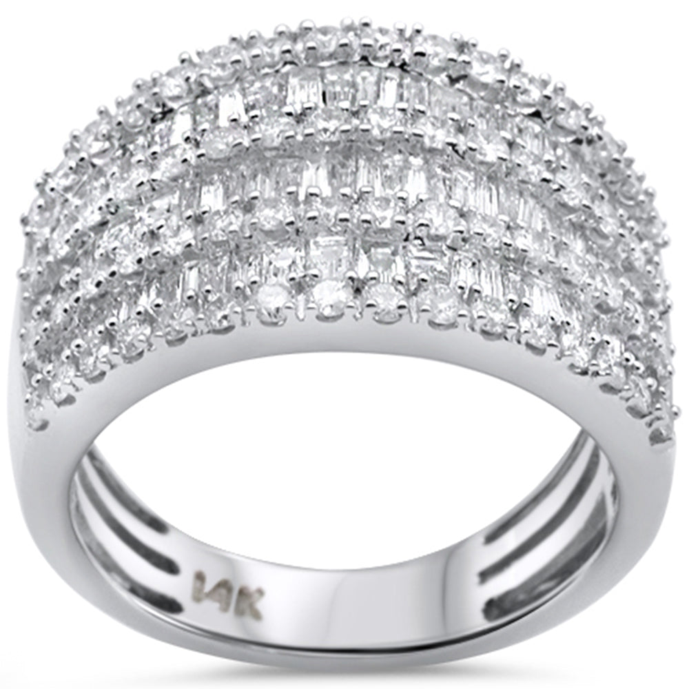 ''SPECIAL! 1.86ct G SI 14K White GOLD Women's Round & Baguette Diamond Ring Band Size 7''