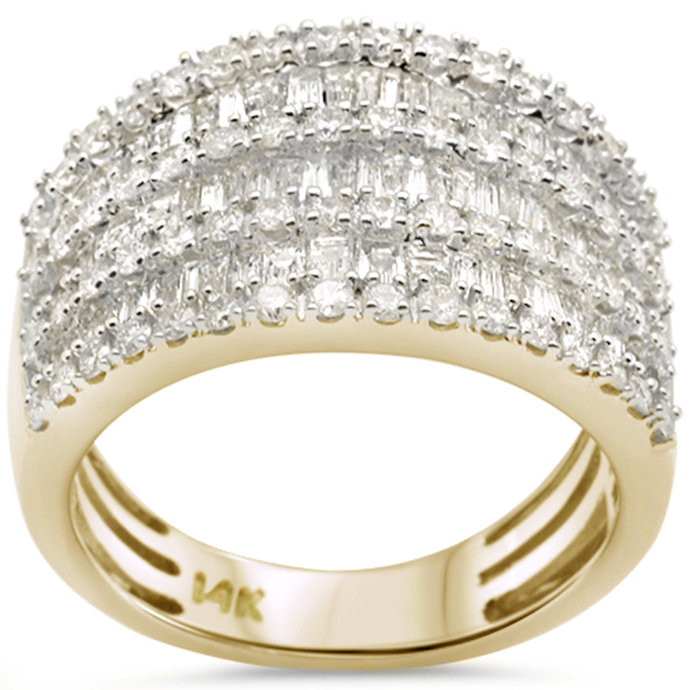 ''SPECIAL! 1.73ct G SI 14K Yellow GOLD Women's Round & Baguette Diamond Ring Band Size 7''