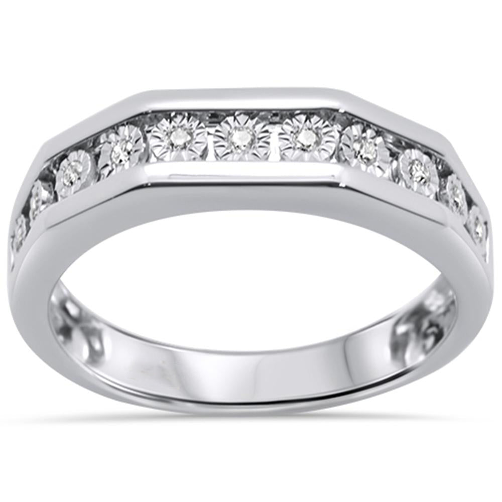 ''SPECIAL! .13ct 14K White GOLD Diamond Men's Ring Band Size 10''