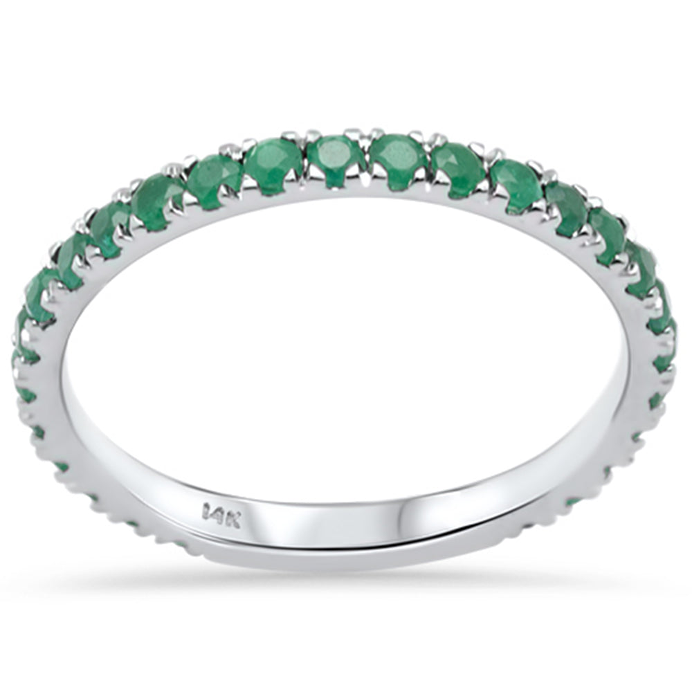 .70ct G SI 14K White GOLD Natural Emerald Gemstone Ring Stackable Band Size 7