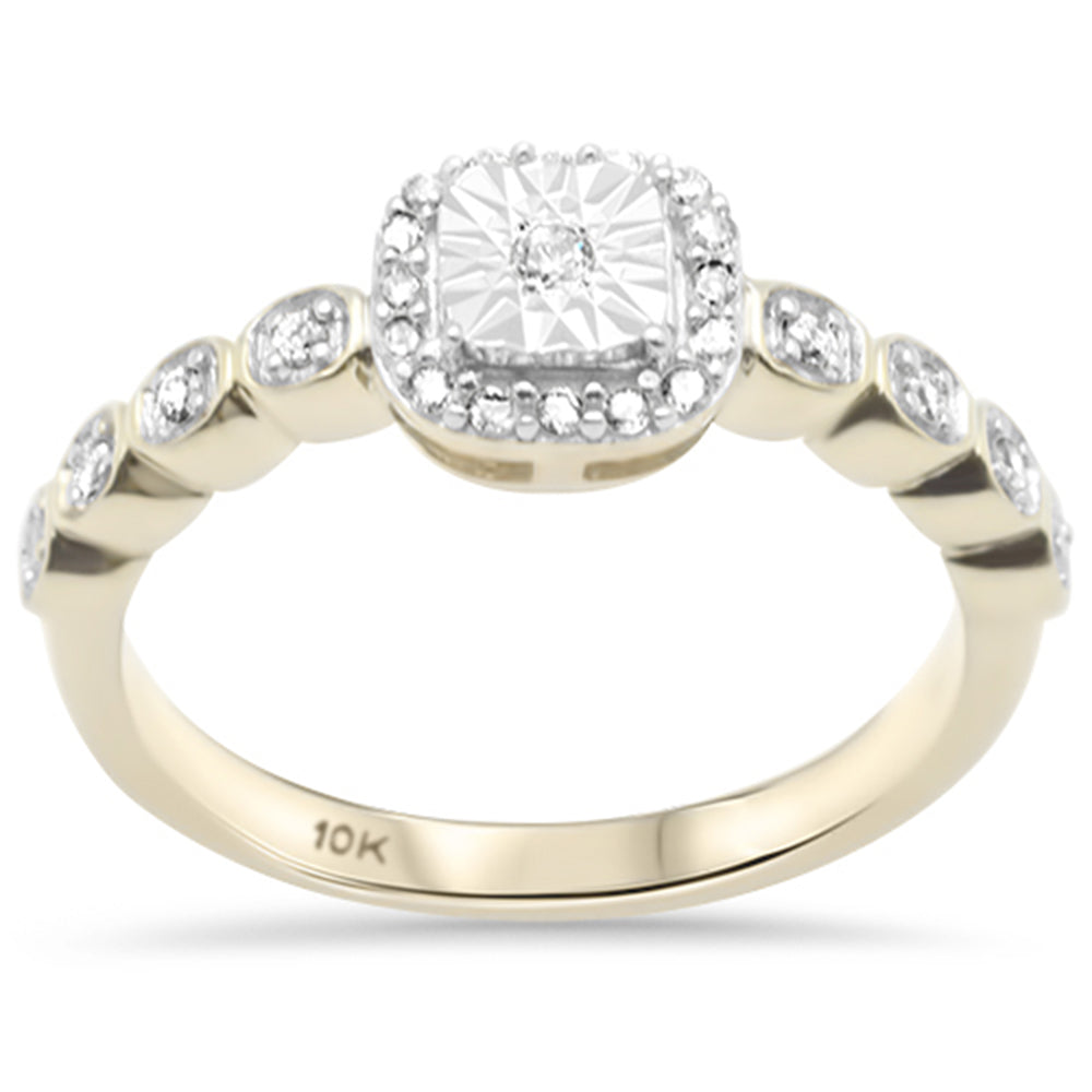 .16ct G SI 10K Yellow Gold Diamond Miracle Illusion Setting Engagement RING Size 6.5