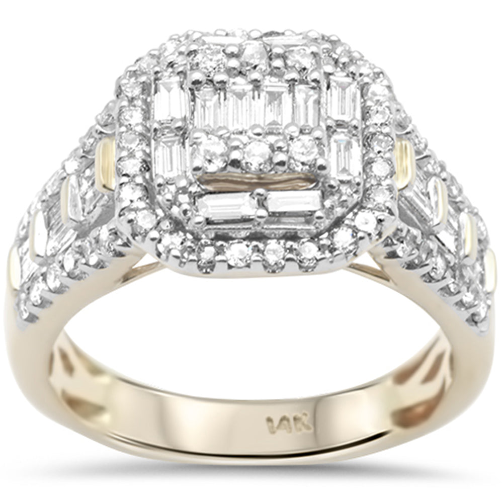''SPECIAL! 1.15ct G SI 14K Yellow Gold Round & Baguette DIAMOND Women's Ring Band Size 7''