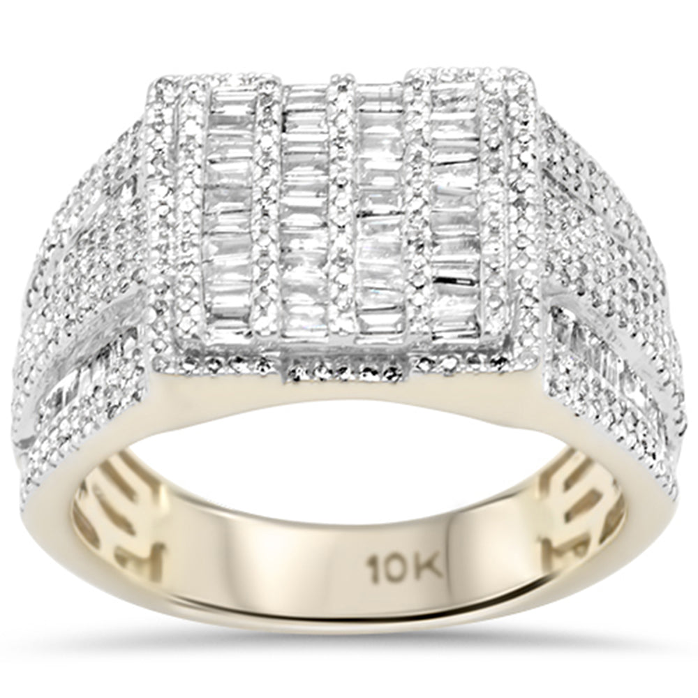 ''SPECIAL! 1.54ct G SI 10K Yellow Gold Round & Baguette Men's DIAMOND Band Ring Size 10''