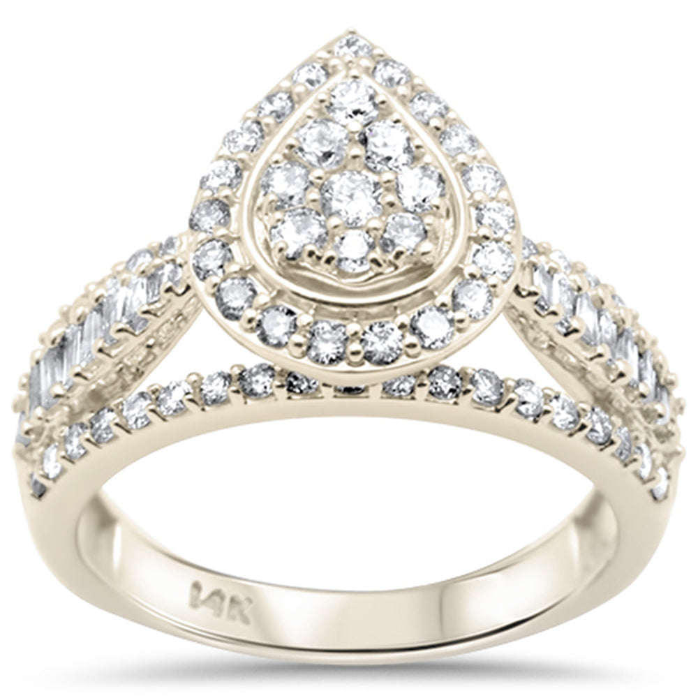 ''SPECIAL! 1.00ct G SI 14K Yellow Gold Pear Shaped Round & Baguette Diamond Engagement RING Size 7''
