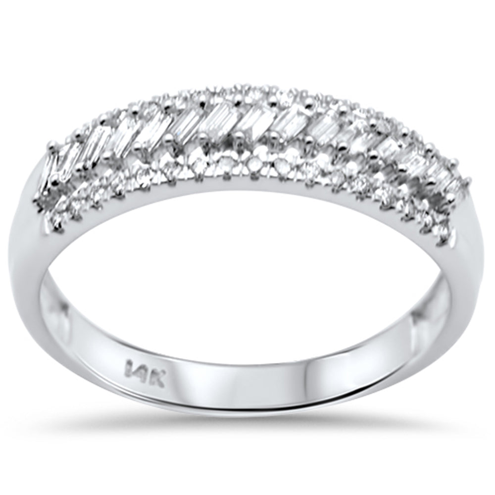 ''SPECIAL! .54ct G SI 14K White Gold Round & Baguette Diamond RING Band''