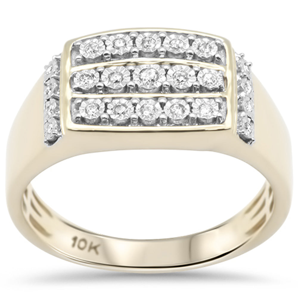 ''SPECIAL! .15ct G SI 10K Yellow Gold Men's Miracle Illusion DIAMOND Ring Band Size 10''