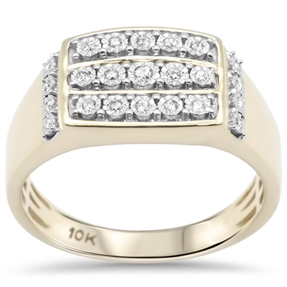 ''SPECIAL! .15ct G SI 10K Yellow GOLD Men's Miracle Illusion Diamond Ring Band Size 10''