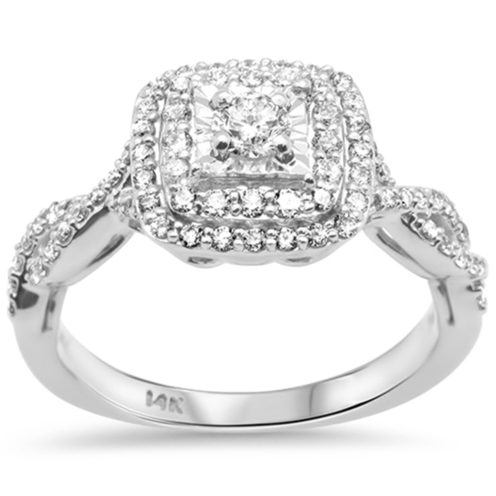 ''SPECIAL! .64ct G SI 14K White GOLD Twisted Engagement Diamond Ring Size 7''