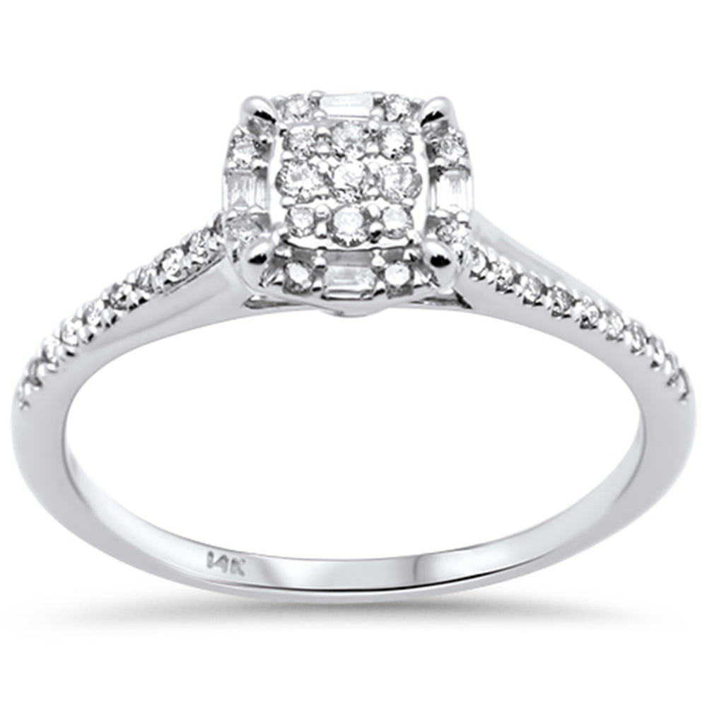 ''SPECIAL! .23ct G SI 14K White Gold Round & Baguette DIAMOND Engagement Ring Size 7''