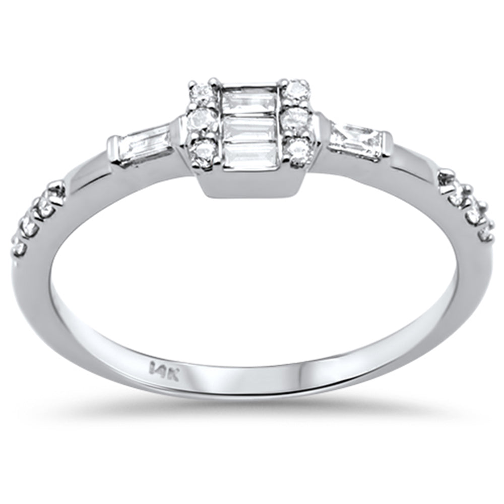 ''SPECIAL! .24ct G SI 14K White Gold Round & Baguette Diamond Engagement RING Size 7''