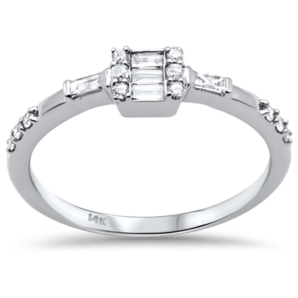 ''SPECIAL! .24ct G SI 14K White Gold Round & Baguette DIAMOND Engagement Ring Size 7''