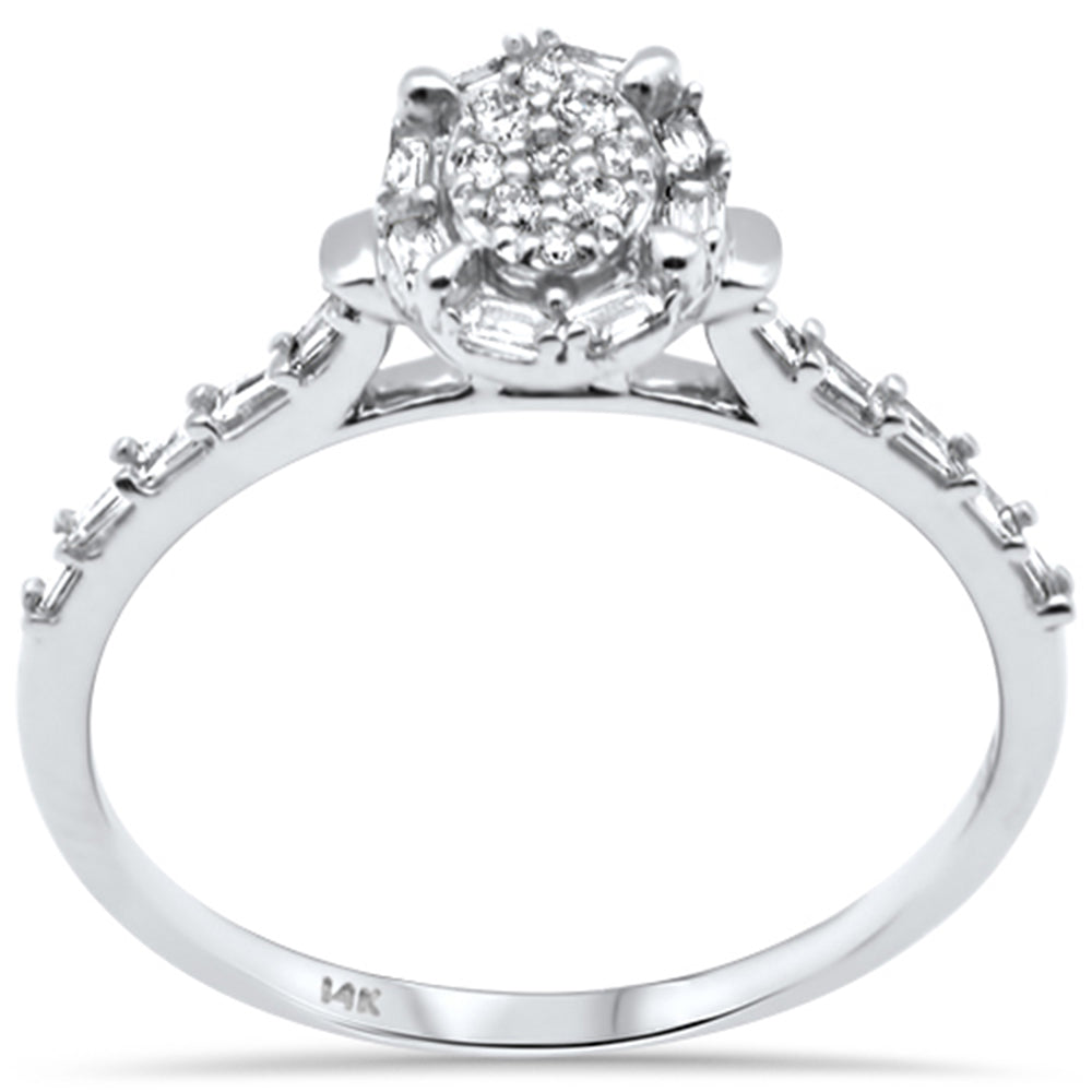 ''SPECIAL! .21ct G SI 14K White Gold  Round & Baguette Diamond Engagement RING Size 6.5''