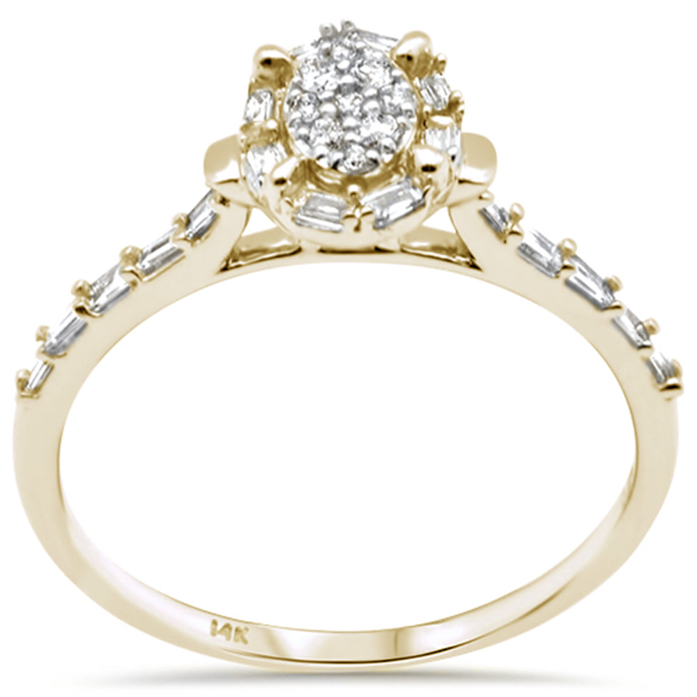 ''SPECIAL! .23ct G SI 14K Yellow Gold Round & Baguette DIAMOND Engagement Ring Size 6.5''