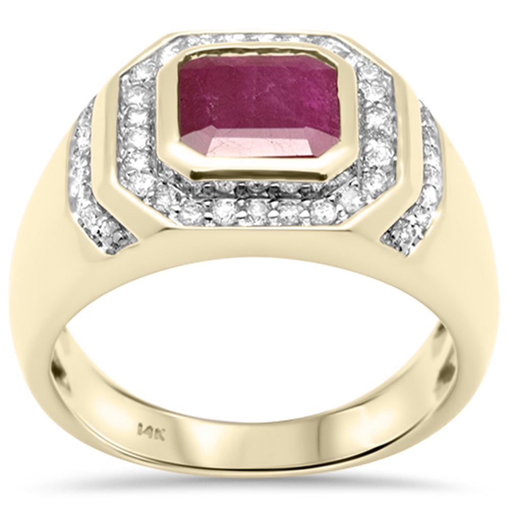 ''SPECIAL! 3.26ct G SI 14K Yellow Gold Natural Ruby Gemstone Men's RING band Size 10''