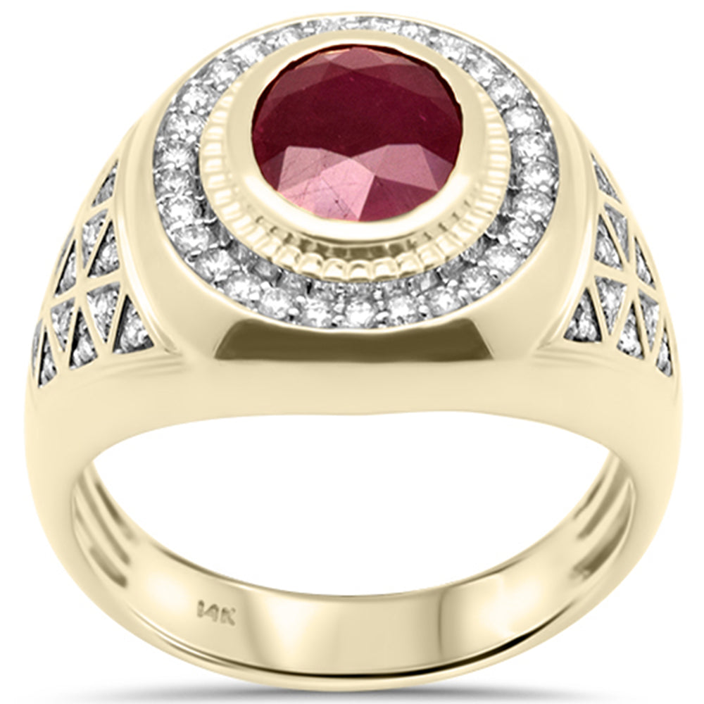 ''SPECIAL!  3.54ct G SI 14K Yellow Gold Natural Ruby Gemstone Men's RING band Size 10''