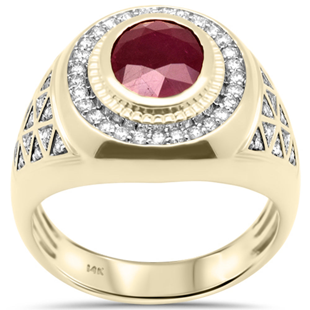 ''SPECIAL!  3.54ct G SI 14K Yellow GOLD Natural Ruby Gemstone Men's Ring band Size 10''