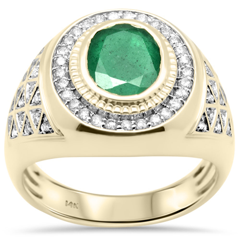 ''SPECIAL! 3.20ct G SI 14K Yellow GOLD Natural Green Emerald Gemstone Men's Ring band Size 10''