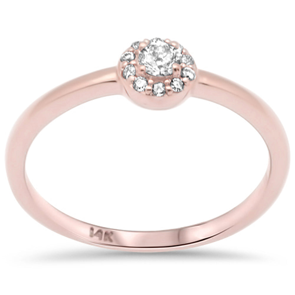 .16ct G SI 14K Rose GOLD Diamond Round Halo Ring Size 6.5