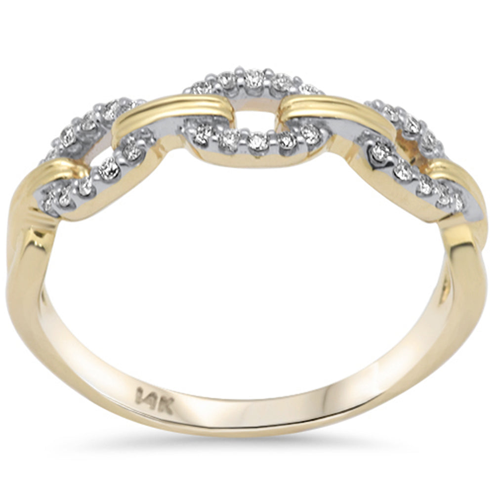.13ct G SI 14K Yellow Gold Diamond Link Ladies RING Size 6.5