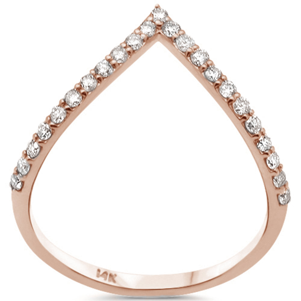 .26ct G SI 14K Rose Gold DIAMOND Chevron Ring Size 6.5