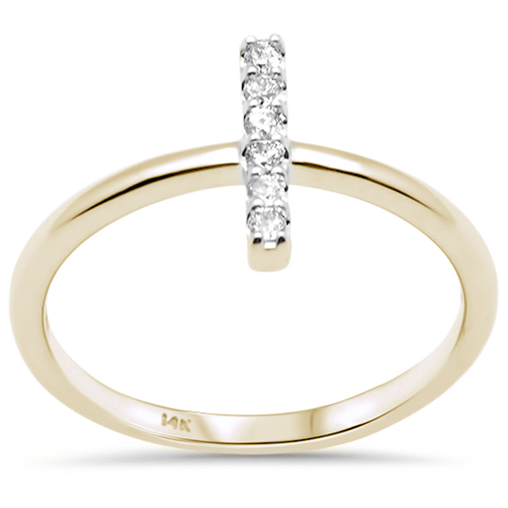 .10ct G SI 14K Yellow Gold DIAMOND Line Bar Ring Size 6.5