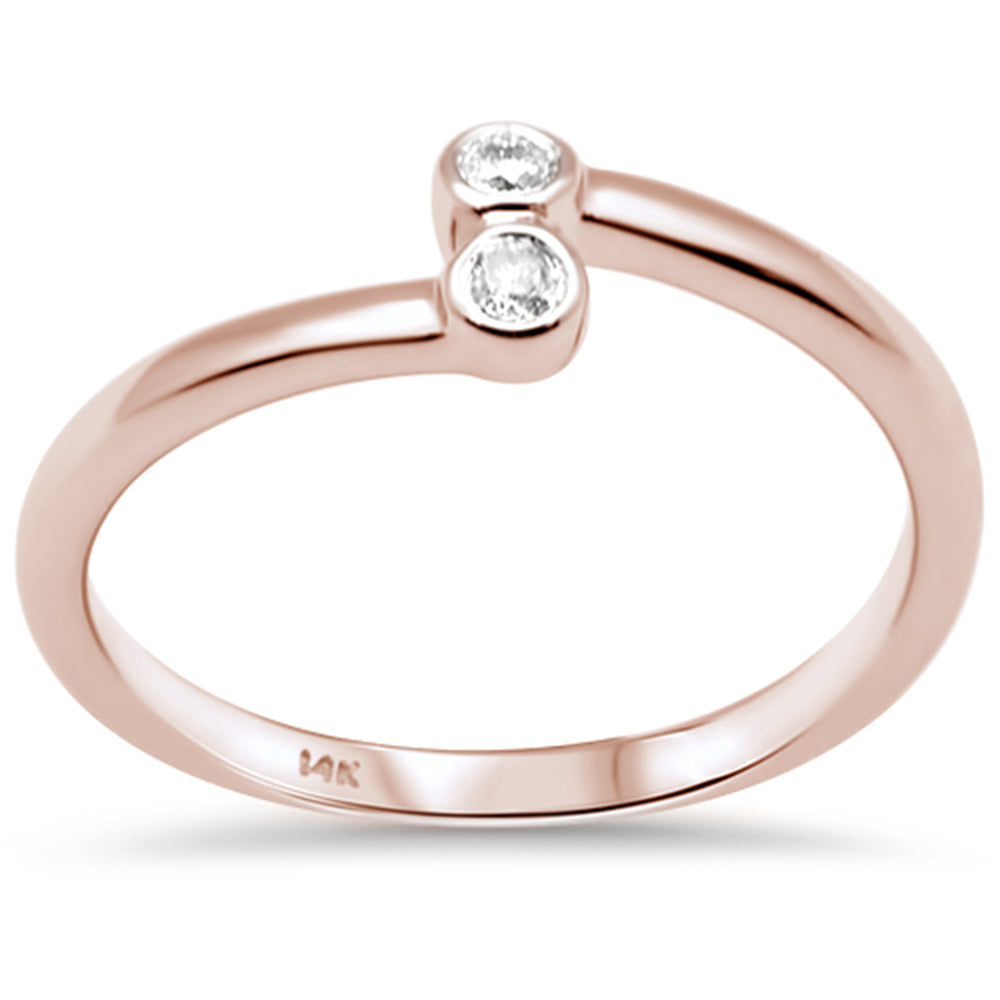 .06ct G SI 14K Rose Gold DIAMOND Bezel Set Band Ring Size 6.5