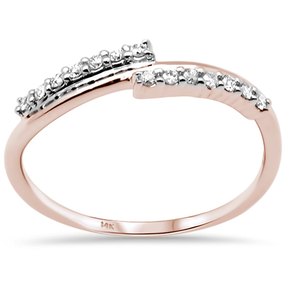 .13ct G SI 14K Rose GOLD Diamond Line Ring Size 6.5