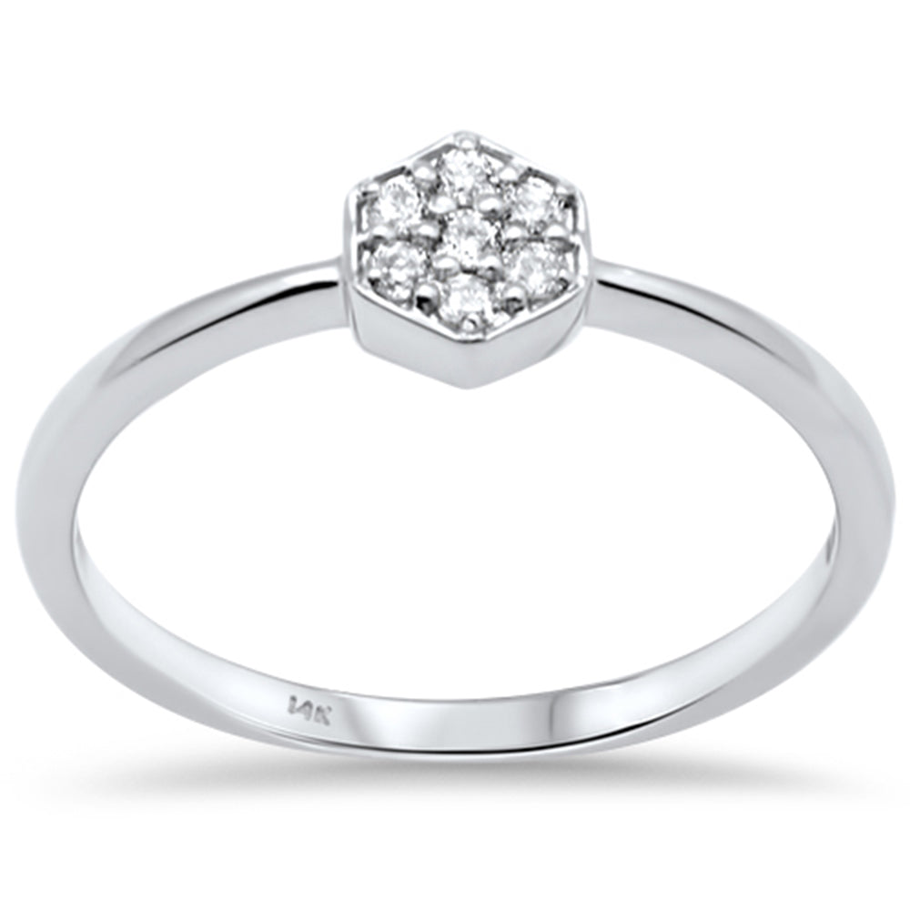 .09ct G SI 14K White Gold DIAMOND Hexagon Shape Ladies Ring Size 6.5