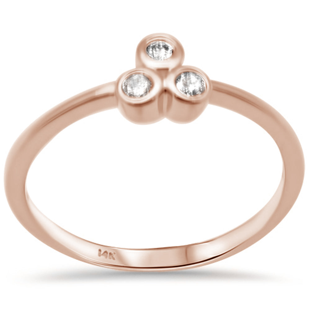 .09ct G SI 14K Rose GOLD Diamond Three Stone Ring Size 6.5
