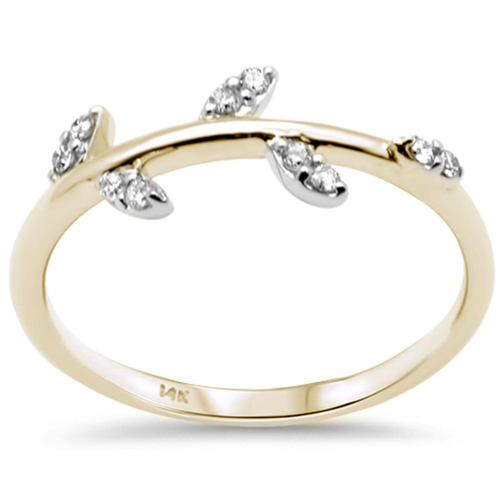 .10ct G SI 14K Yellow GOLD  Diamond Leaf Ring Size 6.5