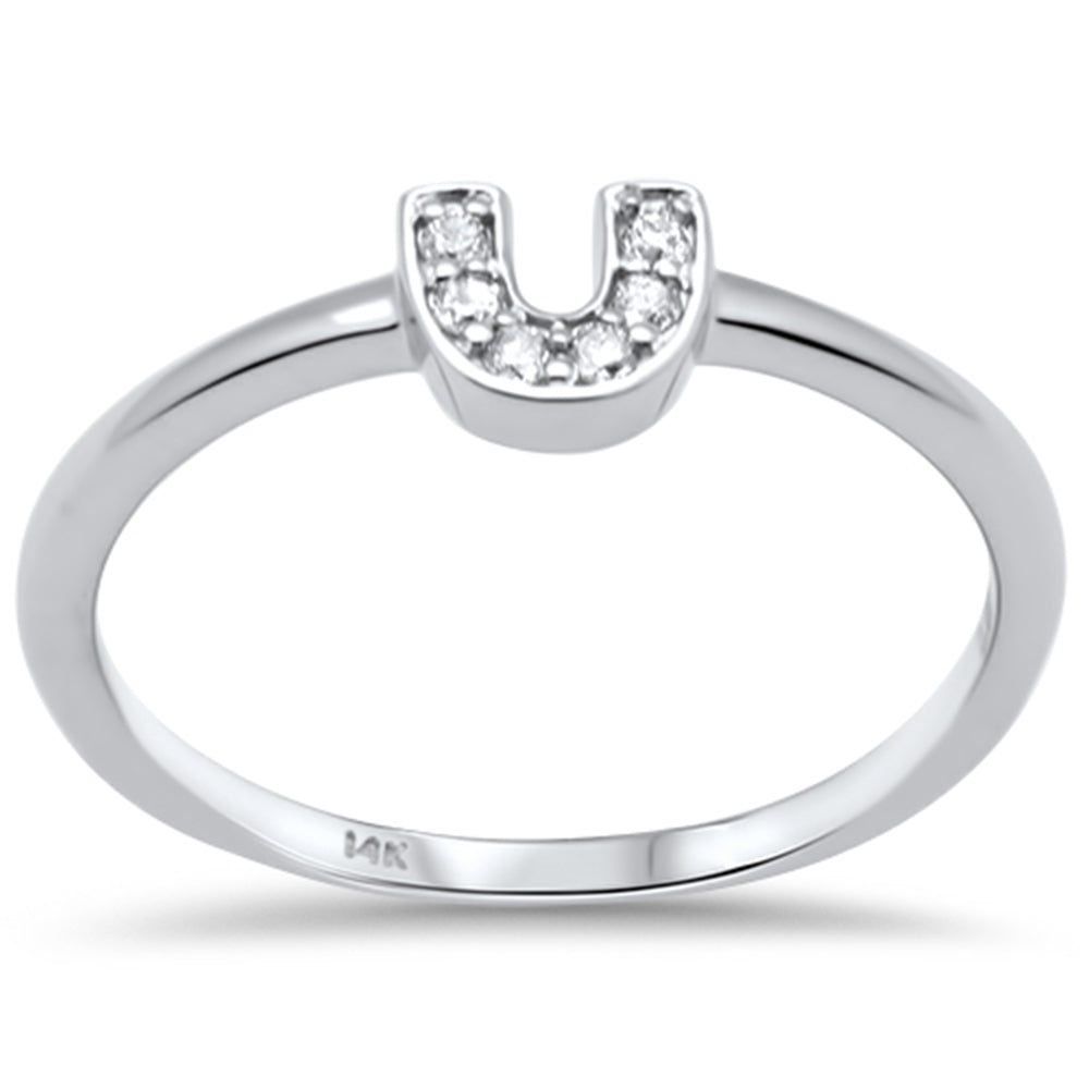 .07ct G SI 14K White Gold Diamond U Shape RING Size 6.5