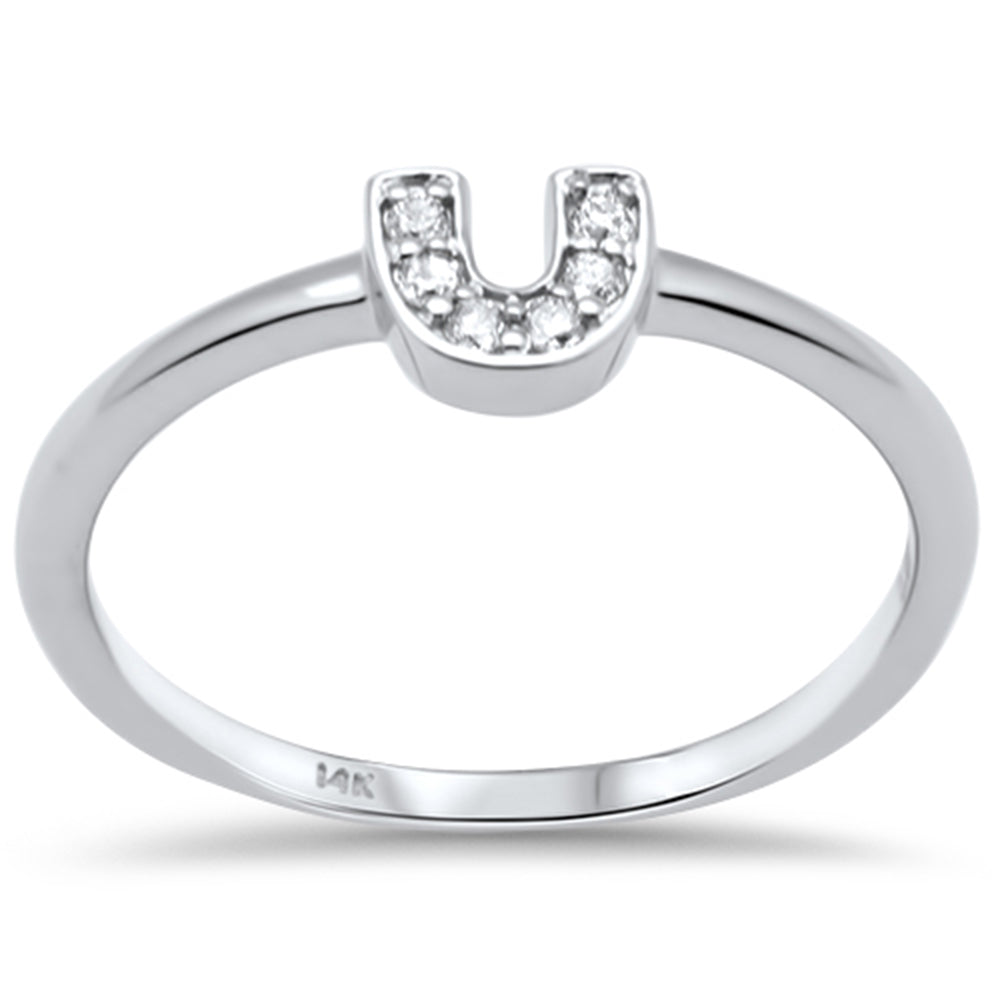 .07ct G SI 14K White Gold DIAMOND U Shape Ring Size 6.5