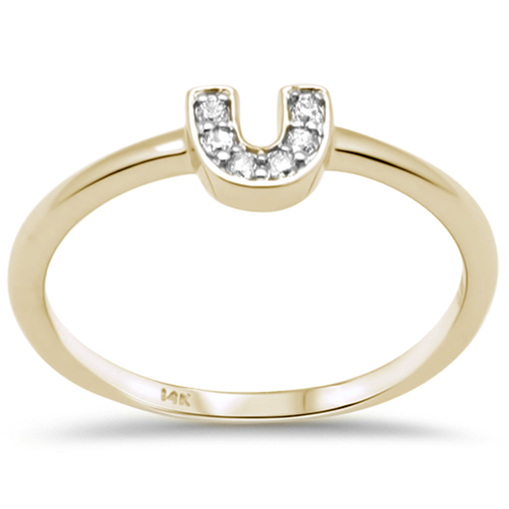 .07ct G SI 14K Yellow Gold Diamond U Shape RING Size 6.5