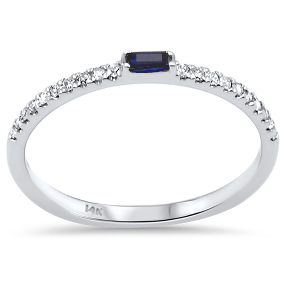.20ct G SI 14K White Gold DIAMOND & Baguette Sapphire Ring Size 6.5