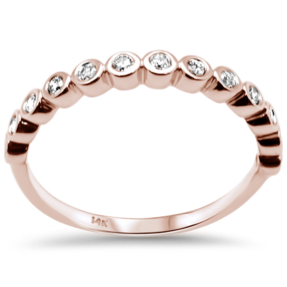 .19ct G SI 14K Rose GOLD Diamond Bezel Ring Size 6.5