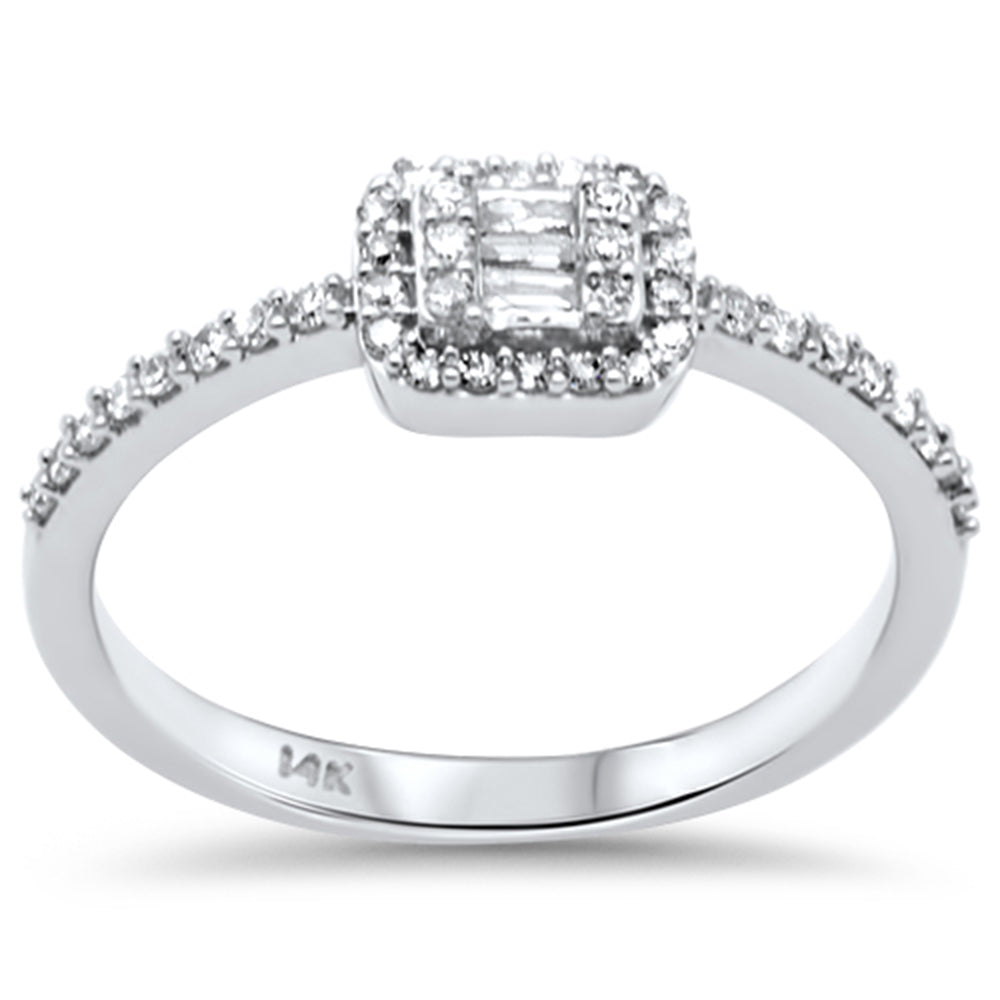 .24ct G SI 14K White Gold  DIAMOND Round & Baguette Ladies Ring Size 6.5