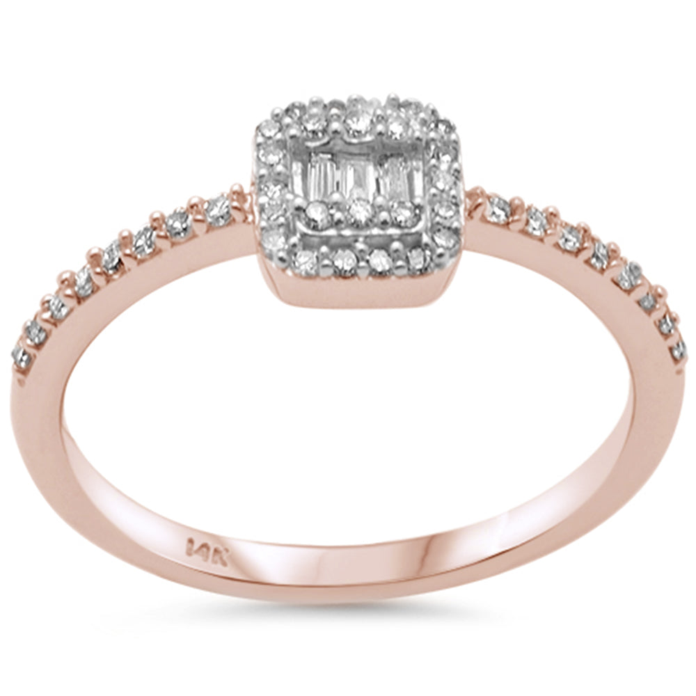 .25ct G SI 14K Rose GOLD Diamond Round & Baguette Ladies Ring Size 6.5