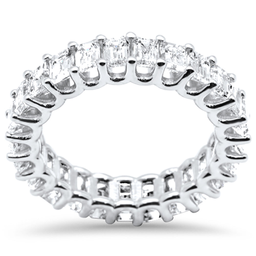 ''SPECIAL! 3.63ct G SI 18K White Gold Emerald Cut Diamond Eternity RING Size 6.5''