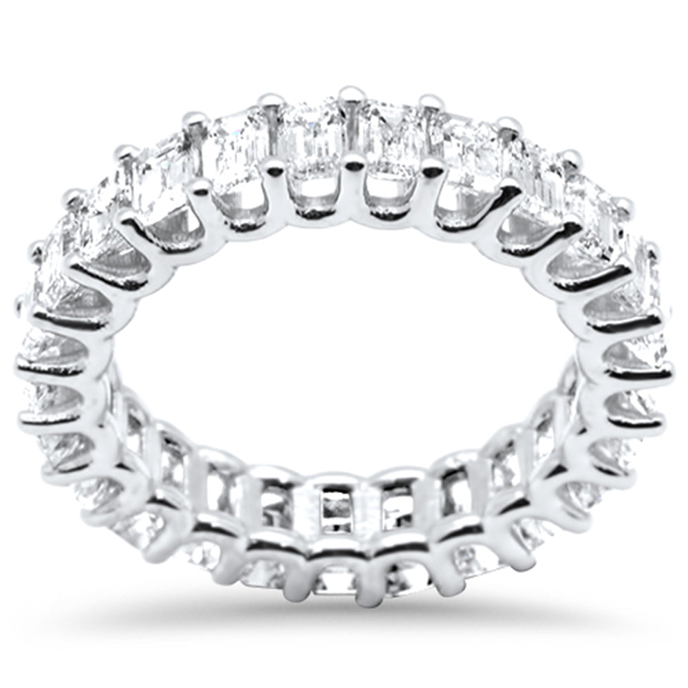 ''SPECIAL! 3.63ct G SI 18K White GOLD Emerald Cut Diamond Eternity Ring Size 6.5''