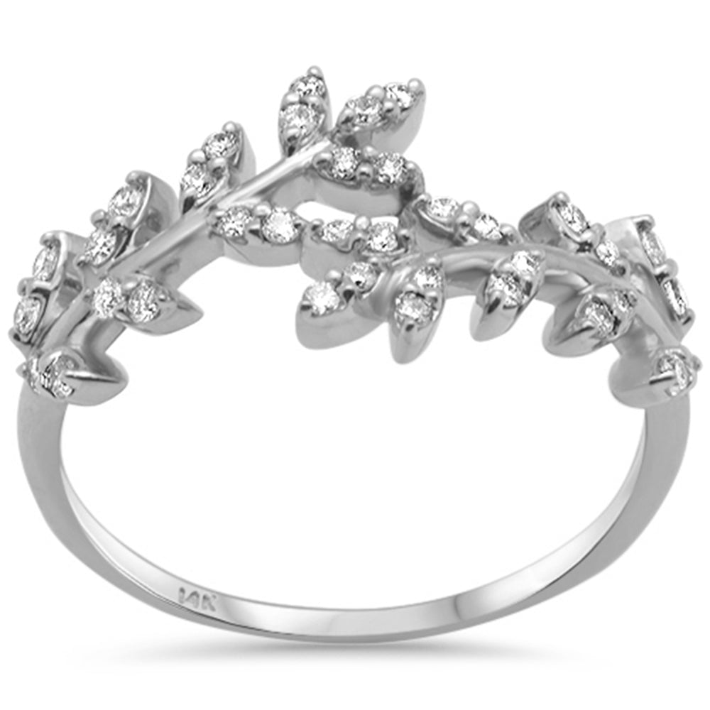 .25ct G SI 14K White Gold Diamond Leaf Design RING Band Size 6.5