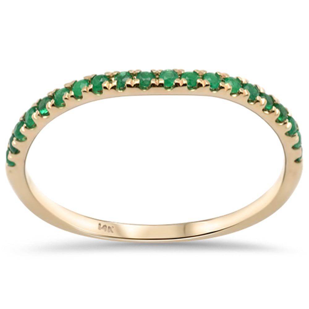 .15ct G SI 14K Yellow GOLD Emerald Gemstone Stackable Ring Band