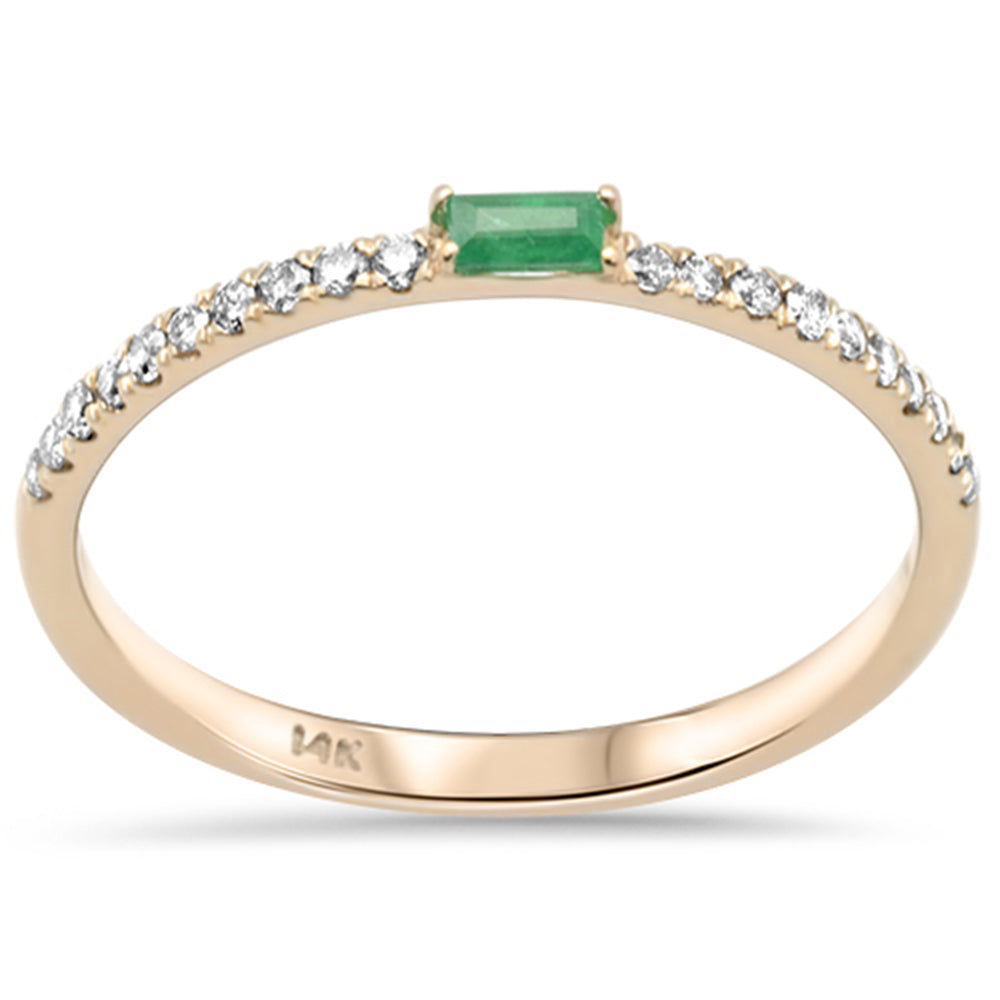 .21ct G SI 14K Yellow Gold Emerald Gemstone Diamond RING Size 6.5